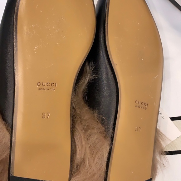 Women Gucci Princetown Fur Leather Mule Loafer - Picture 6 of 8